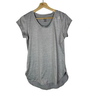 Reebok Light Gray Scoop Neck Short Sleeve Athletic Top S